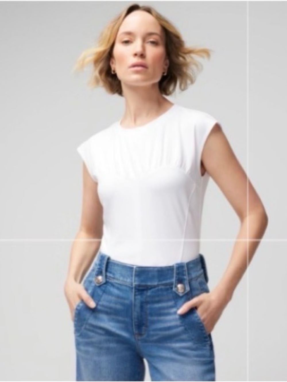WHBM Ruched Bustier Tee White size M